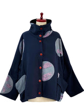 Cowl Neck Jacket - Fleece Lined - Multi Bubble Print - Black