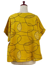 Circle Patch Top - Overlapping Ovals Print - Mustard