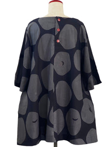 Simple Tunic - Big Polka Dots Print - Black