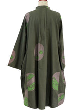 Pintuck Long Jacket - Multi Bubble Print - Dark Green