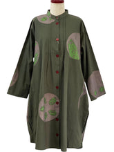 Pintuck Long Jacket - Multi Bubble Print - Dark Green