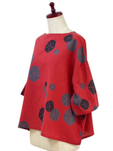 Back Button Pullover - Morning Glory Stamps Print - Red