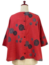 Back Button Pullover - Morning Glory Stamps Print - Red