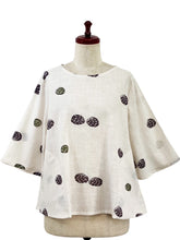 Crop Pullover - Dot Stamps Print - Natural