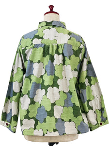 Tuck Jacket - Floral Print - Green