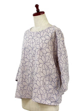 Crop Pullover - Flower Field Print - Pale Maroon