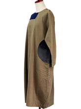 Panel Dress - Solid/Meshed Patch Print - Brown