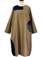 Panel Dress - Solid/Meshed Patch Print - Brown