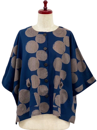 Tab Pocket Jacket - Bubble Line Print - Dark Blue