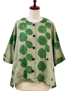 Tab Pocket Jacket - Bubble Line Print - Green