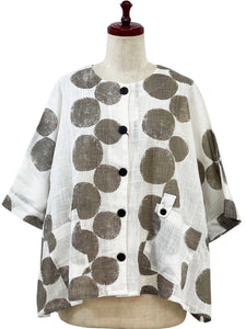 Tab Pocket Jacket - Bubble Line Print - Natural