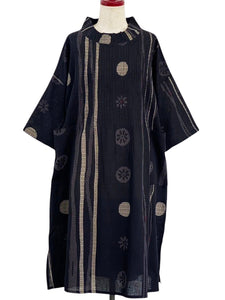 Tuck Dress - Spring Stream Print - Black