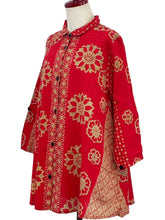 Pintuck Jacket - Obi Flower Print - Red