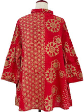 Pintuck Jacket - Obi Flower Print - Red
