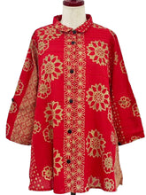 Pintuck Jacket - Obi Flower Print - Red