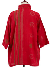 Drawstring Pocket Jacket - Spring Stream Print - Red