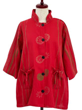 Drawstring Pocket Jacket - Spring Stream Print - Red