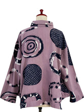 Button Accent Tuck Jacket - Multi Rings Print - Purple