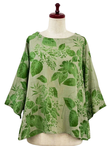 Simple Pullover - Botanical Print - Green