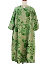 Simple Dress - Botanical Print - Green