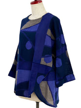 Flare Pullover - Geometric Plants Print - Dark Blue