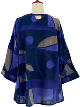Flare Pullover - Geometric Plants Print - Dark Blue