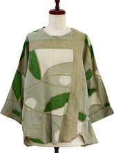 Flare Pullover - Geometric Plants Print - Khaki