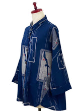 A-Line Jacket - Ume Branch Print - Dark Blue