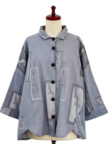 A-Line Jacket - Ume Branch Print - Light Purple