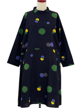 Cowl Neck Dress - Ink Spots Print - Black