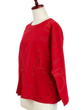 Circle Pocket Pullover - Geometric Print - Red