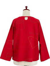 Circle Pocket Pullover - Geometric Print - Red