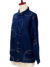 Tuck Jacket - Geometric Print - Dark Blue