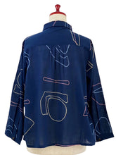 Tuck Jacket - Geometric Print - Dark Blue