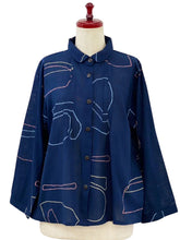 Tuck Jacket - Geometric Print - Dark Blue