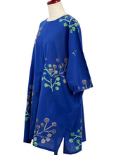 Gathered Sleeve Tunic - Berries Print - Blue