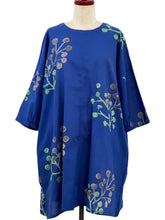 Gathered Sleeve Tunic - Berries Print - Blue