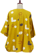 Pintuck Bubble Pullover - Geometric Print - Mustard
