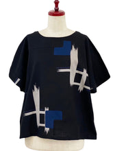 Crop Top - Brush Igeta Print/Patchwork - Black