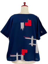 Crop Top - Brush Igeta Print/Patchwork - Dark Blue