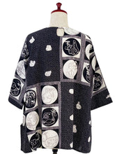 Button Accent Pullover - Eto Print - Black