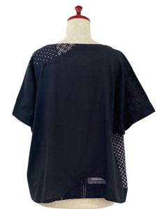 Circle Patch Crop Top - Solid/Multi Print - Black