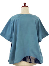 Circle Patch Crop Top - Solid/Multi Print - Blue