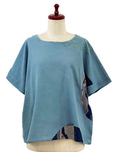 Circle Patch Crop Top - Solid/Multi Print - Blue