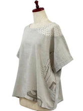 Circle Patch Crop Top - Solid/Multi Print - Light Grey