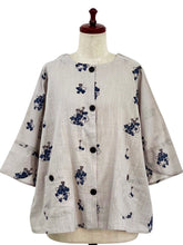 Flare Crop Jacket - Clover Print - Light Grey