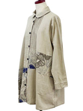 Panel Pintuck Jacket - Solid/Botanical Print - Light Grey