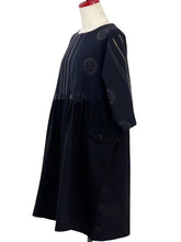 Panel Pleated Tunic - Solid/Multi Textile Line Print - Black/Black