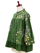Frilled Layered Jacket - Berries Print - Green