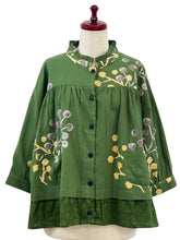 Frilled Layered Jacket - Berries Print - Green